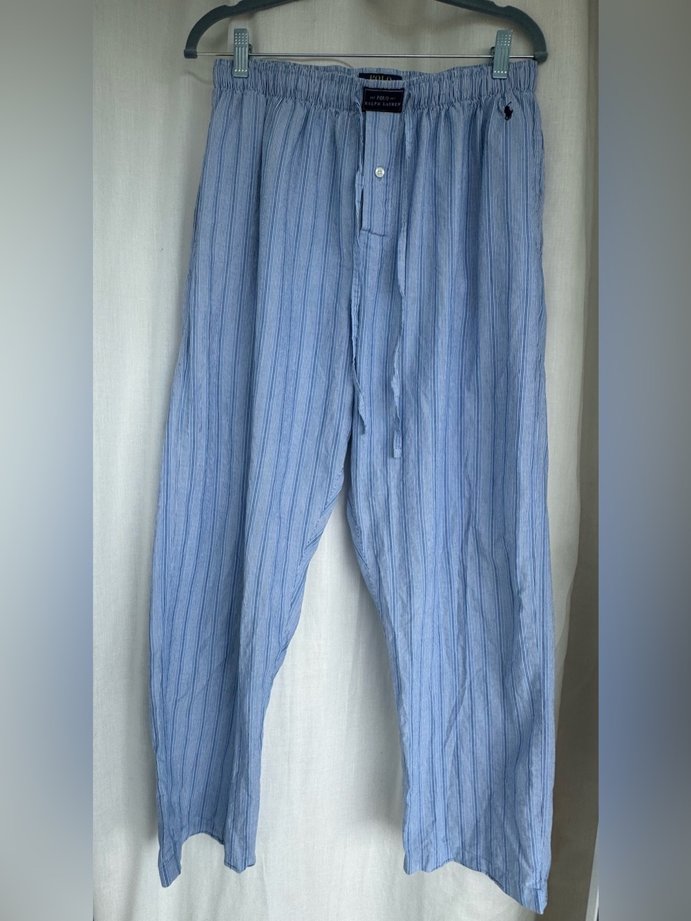 Ralph Lauren Blue Striped Cotton Lounge Pants Size L